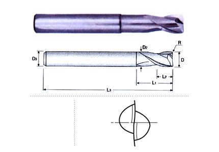 Corner R End Mill for Copper (RC502 Series...  Made in Korea